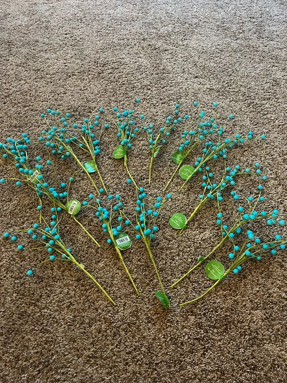 Ashland Teal Berry Spray Stems - Decorative Faux Floral Accents (14)